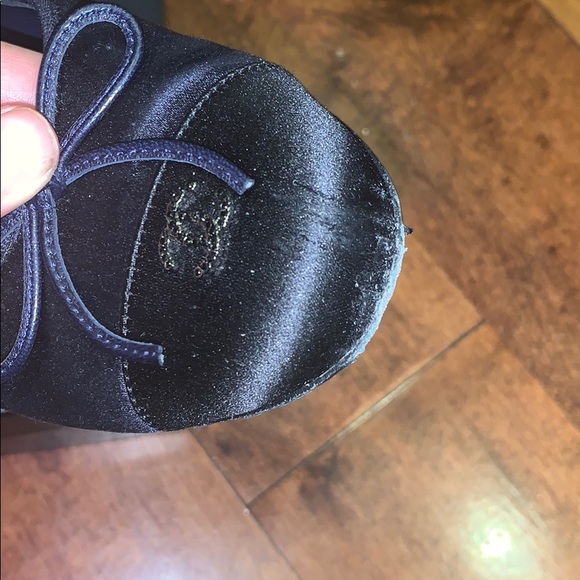 Authentic satin Chanel Navy ballet flats - Picture 5 of 6